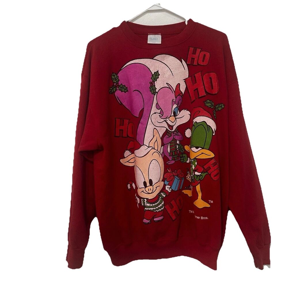 Vintage Tiny Toons Looney Christmas Sweatshirt Sweater Adult Size XL 1993 90s